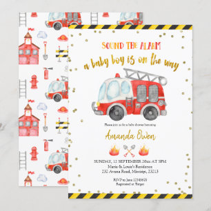 Invitation Baby shower de pompier garçon