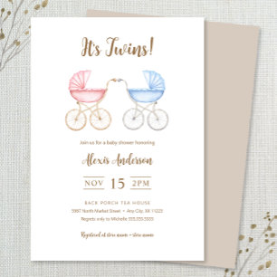 Invitation Baby shower de portage de jumeaux garçon et fille