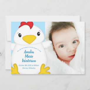 Invitation Baby shower de poulet bleu