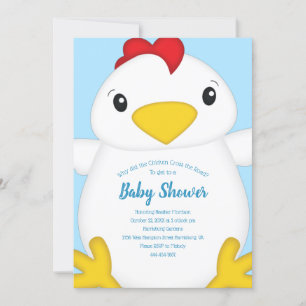 Invitation Baby shower de poulet bleu