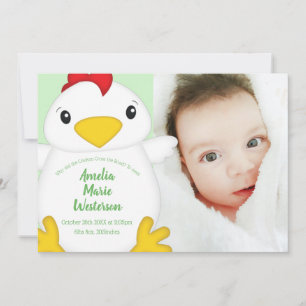 Invitation Baby shower de poulet vert