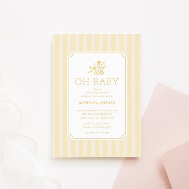 Invitation Baby shower de poussette de bébé mignonne Preppy I (Créateur téléchargé)