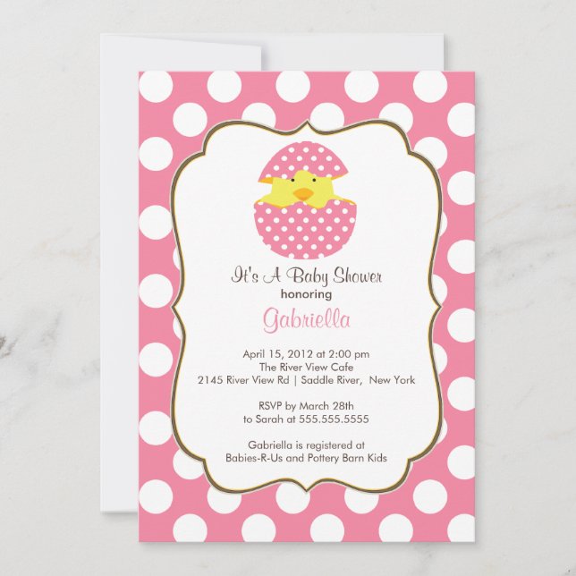 Invitation Baby shower de poussins à couver Fille  (Devant)
