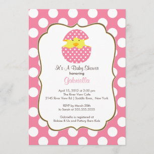 Invitation Baby shower de poussins à couver Fille 