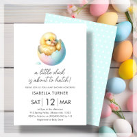 Invitation Baby shower de poussins à ressort bleu
