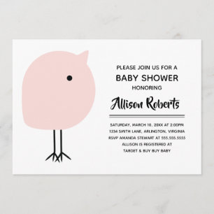Invitation Baby shower de poussins moderne du mili