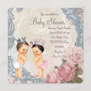 Invitation Baby shower de prince et de princesse Twin