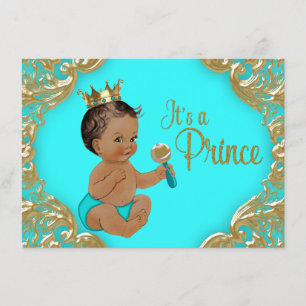 Invitation Baby shower de Prince Ethnique Turquoise Gold