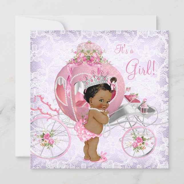 Invitation Baby shower de princesse ethnique rose et pourpre (Devant)