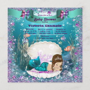 Invitation Baby shower de princesse Girl de sirène