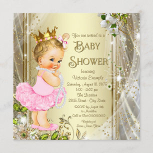 Invitation Baby shower de princesse Pink Gold de tutu