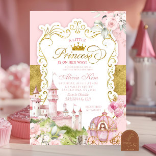 Invitation Baby Shower de Princesse Royale Rose et Or