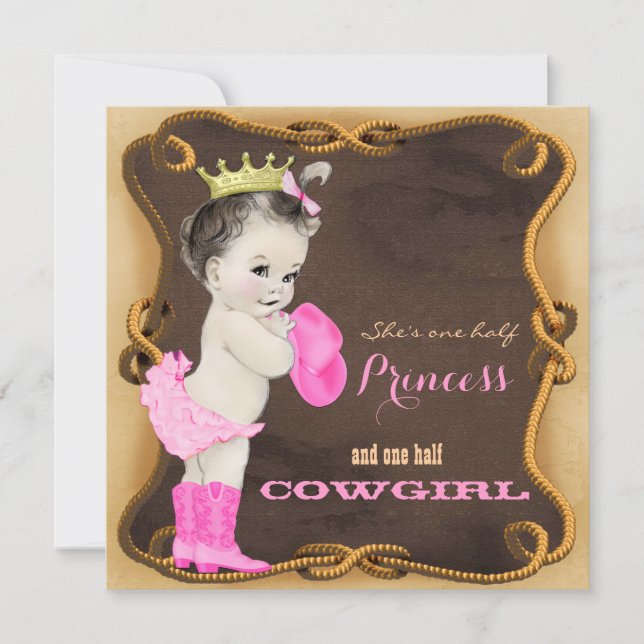 Invitation Baby shower de princesse rustique Cowgirl (Devant)