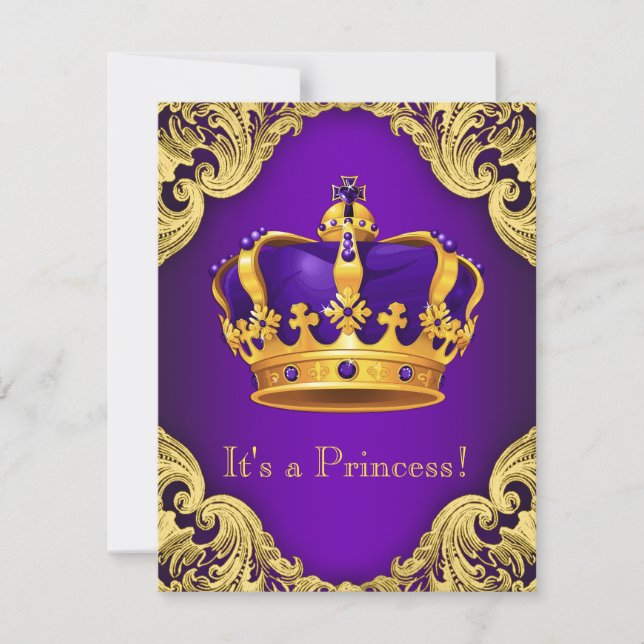 Invitation Baby shower de princesse violet élégant (Devant)