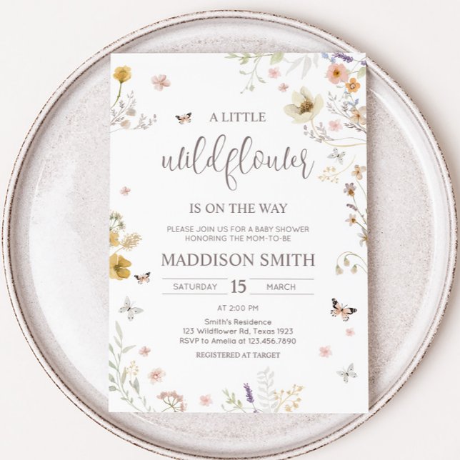 Invitation Baby shower de printemps botanique petit Fleur sau (Botanical Spring Little Wildflower Baby Shower Invitation
)