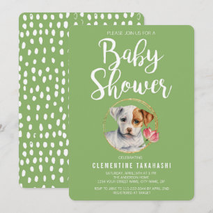 Invitation Baby shower de printemps de Chien à chiots