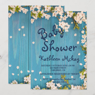 Invitation Baby shower de printemps en fleurs de cerisier ble