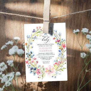 Invitation Baby shower de printemps Fleurs sauvages de jardin
