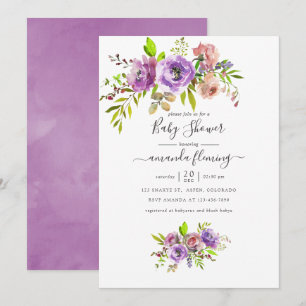 Invitation Baby shower de printemps floral aquarelle