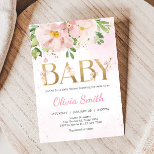 Invitation Baby shower de printemps rose pâle