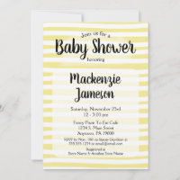 Invitation Baby shower de rayures blanches jaunes