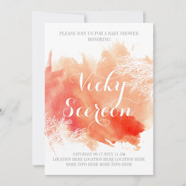 Invitation Baby shower de récif corallien moderne abstrait aq (Devant)