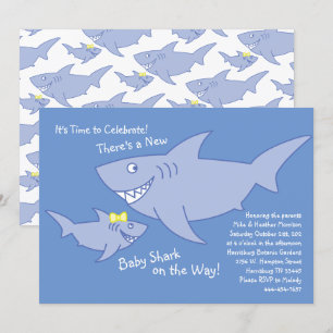 Invitation Baby shower de requins - Co-Ed neutre