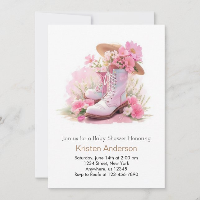 Invitation Baby shower de rêve de Casquette et de bottes Wate (Devant)