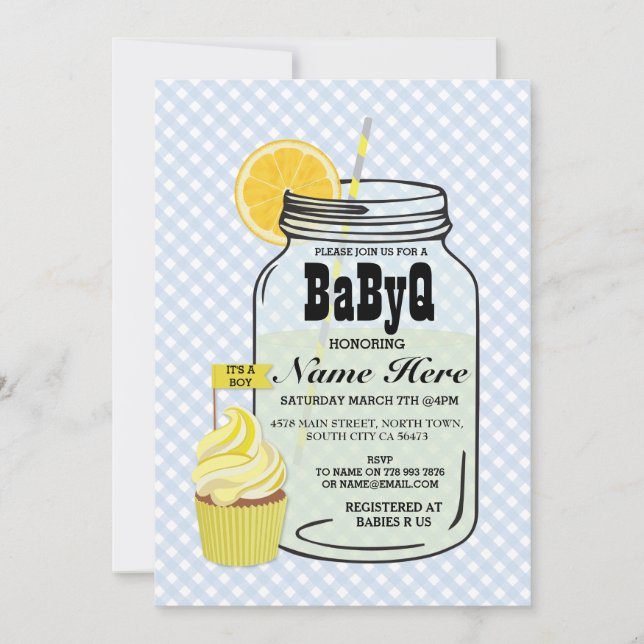 Invitation Baby shower de révélation de genre BaByQ Invitatio (Devant)