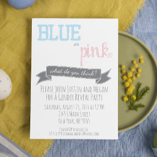 Invitation Baby shower de révélation de genre bleu ou rose In