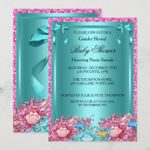 Invitation Baby shower de révélation de genre Crystals rose T
