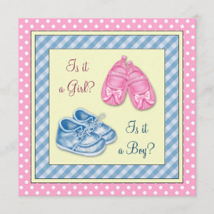 Invitation Baby shower de révélation de genre de chaussure ro