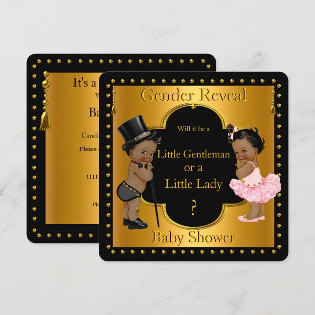 Invitation Baby shower de révélation de genre Garçon ou fille (Devant / Derrière)