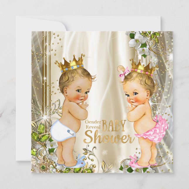 Invitation Baby shower de révélation de genre Prince or ou Pr (Devant)