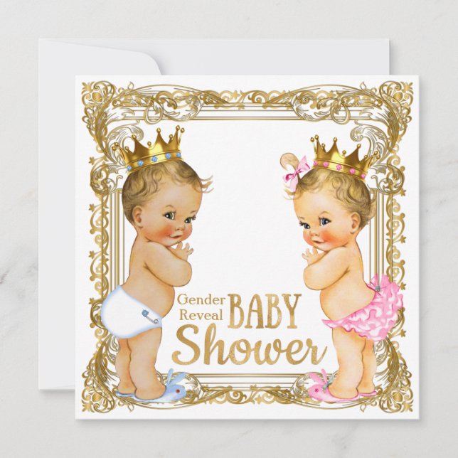 Invitation Baby shower de révélation de genre Prince ou Princ (Devant)