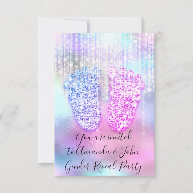 Invitation Baby shower de révélation de genre rose bleu mou p (Devant)