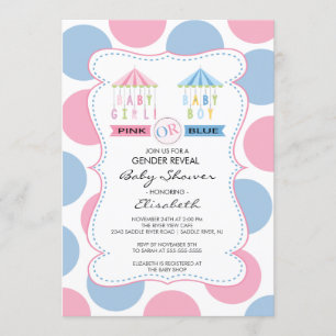 Invitation Baby shower de révélation de genre rose ou bleu