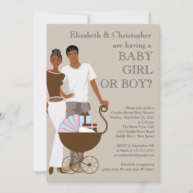 Invitation Baby shower de révélation de l'Afrique sur le sexe (Devant)