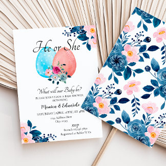Invitation Baby shower de révélation de Pâques sur le genre