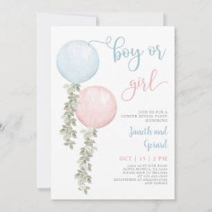 Invitation Baby shower de révélation de sexe mascu