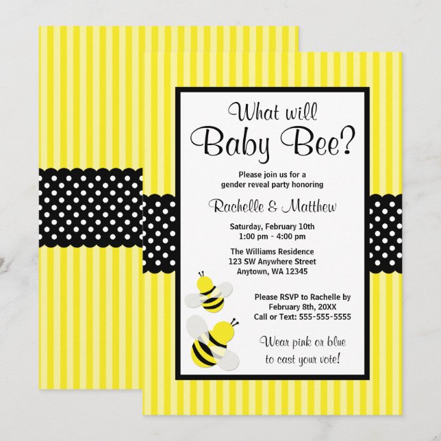Invitation Baby shower de révélation de sexe masculin des poi (Devant / Derrière)