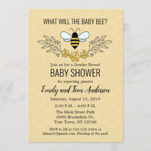 Invitation Baby shower de révélation du genre abei