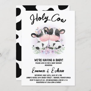 Invitation Baby shower de révélation du genre de la vache sai