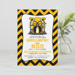 Invitation Baby shower de roche pour bébé jaune