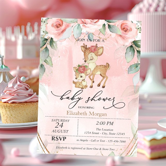 Invitation Baby shower de roses roses roses roses mignonnes p (Créateur téléchargé)
