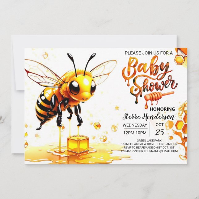 Invitation Baby shower de ruche (Devant)