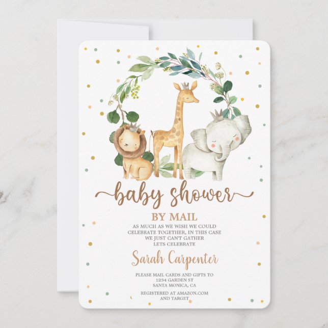 Invitation Baby shower de safari dans le bois par la poste (Devant)