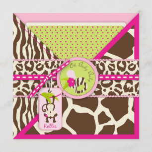 Invitation Baby shower de Safari pour singes de la jungle