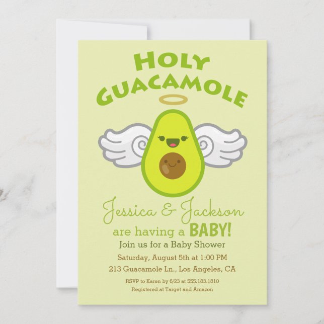 Invitation Baby shower de Saint-Guacamole Avocado (Devant)