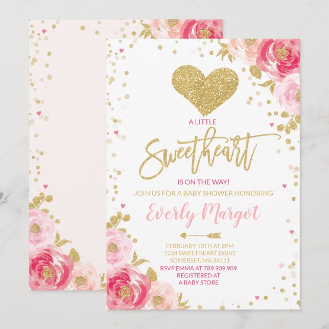 Invitation Baby shower de Saint-Valentin (Devant / Derrière)